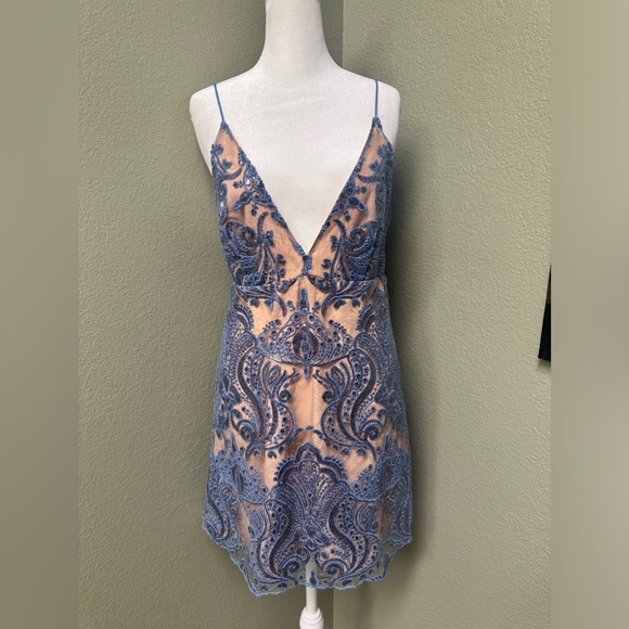 Free People night shimmer double lined mini dress - Picture 4 of 10